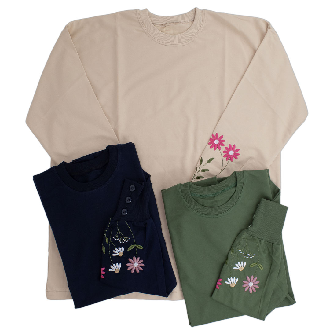 دورس زنانه آستین گلدوزی طرح بابونه