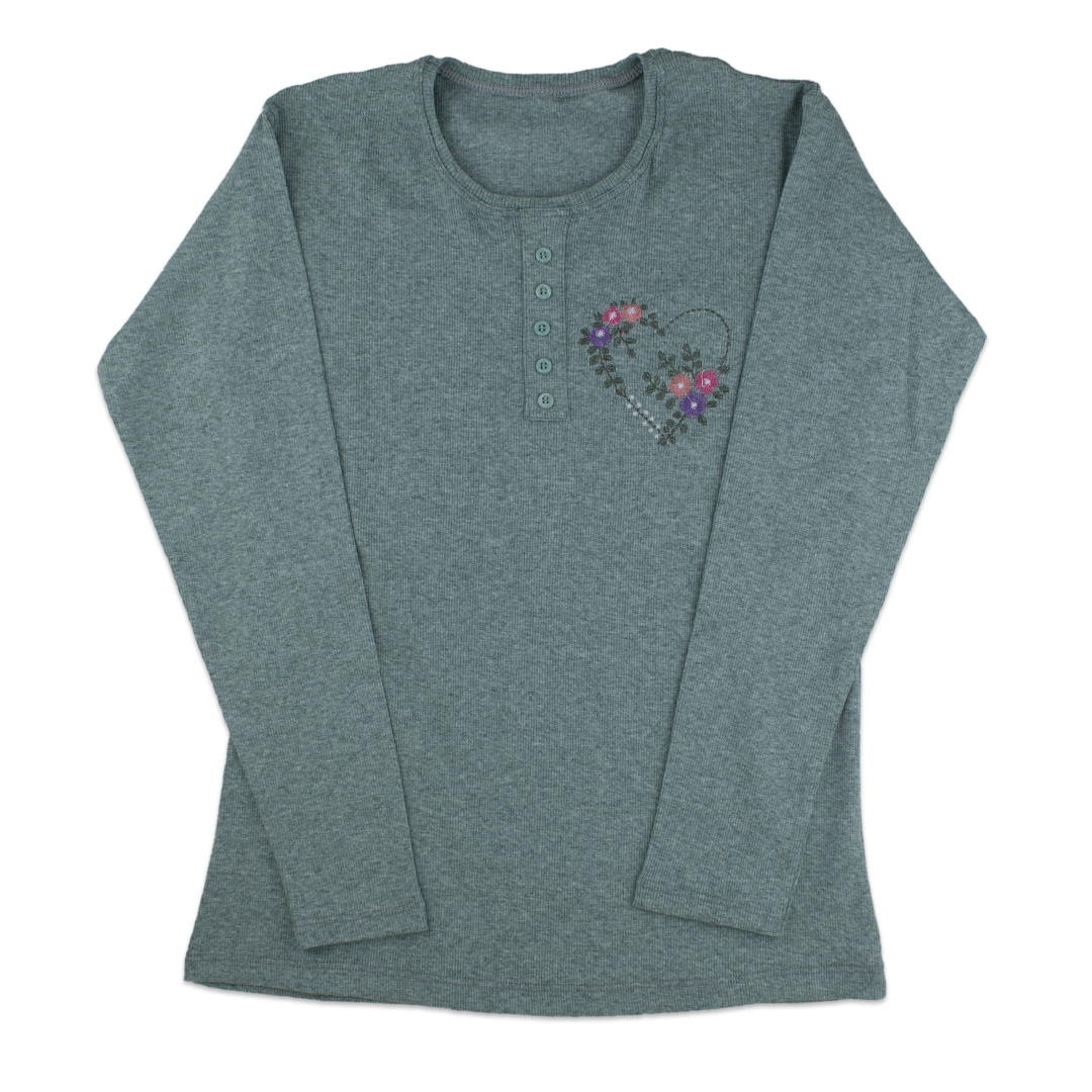 بلوز کبریتی زنانه گلدوزی طرح قلب